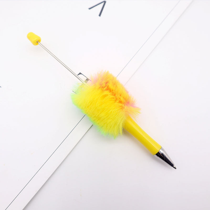 Wholesale Colorful Beadable Pen Plush Pom Pom Beadable Pen Fluffy Pens